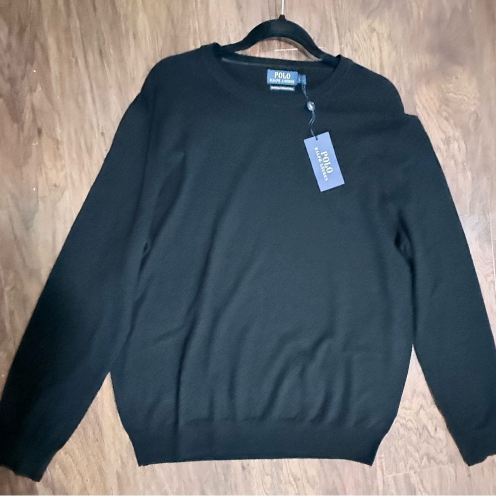 Polo by Ralph Lauren Men's Classic Black Washable Merino Wool Sweater